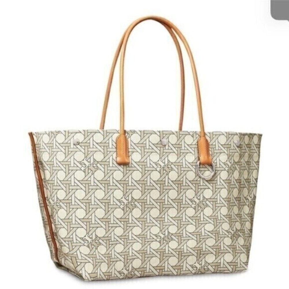 New Tory Burch basketweave Print tote bag